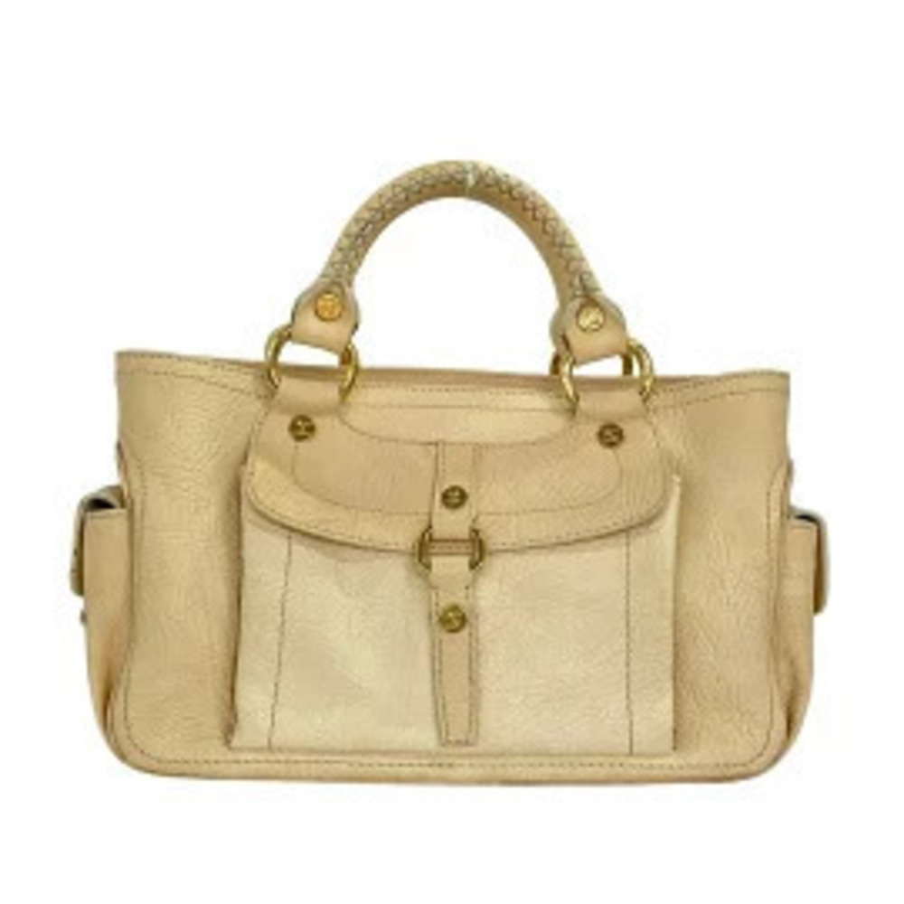 Celine Boogie Bag Handbag Beige Cream Leather
